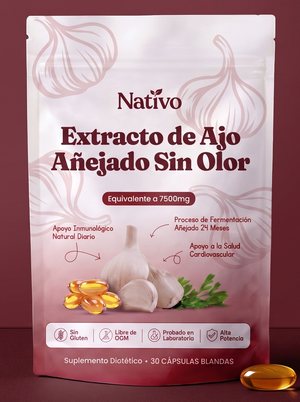 Envase real de Extracto de Ajo Añejado Nativo